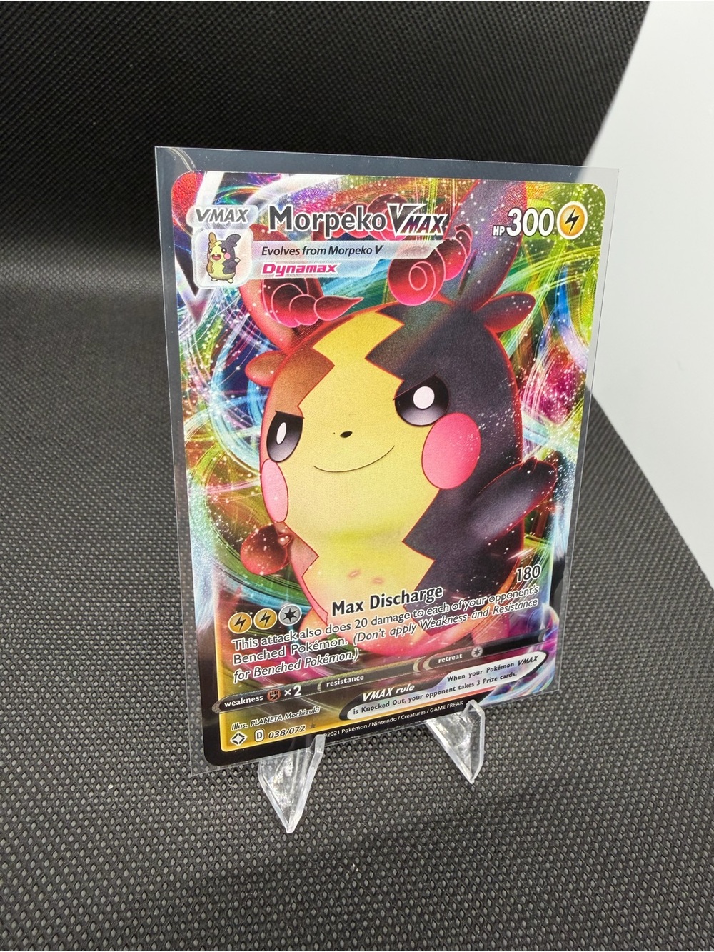 Pokemon Full Art Morpeko VMAX Trading Card - Yellow, Black, Pink